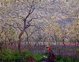 Orchard Paintings - An Orchard in Spring by Claude Monet